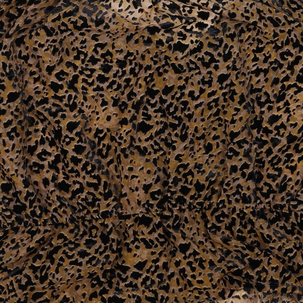 Marks and Spencer Womens Brown Animal Print Viscose Basic Blouse Size 16 V-Neck - Leopard Print