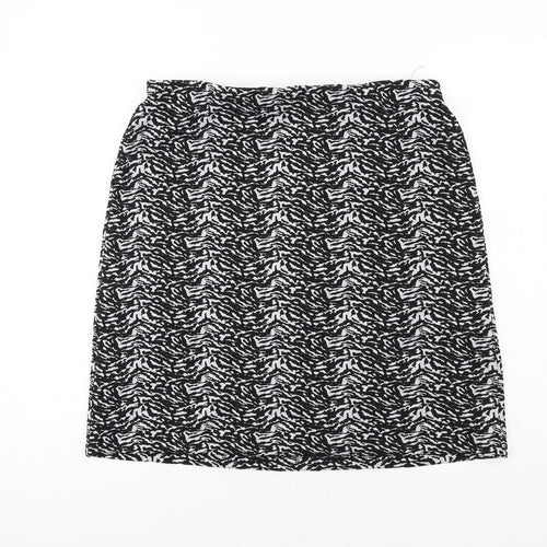 Marks and Spencer Womens Black Geometric Polyester A-Line Skirt Size 14