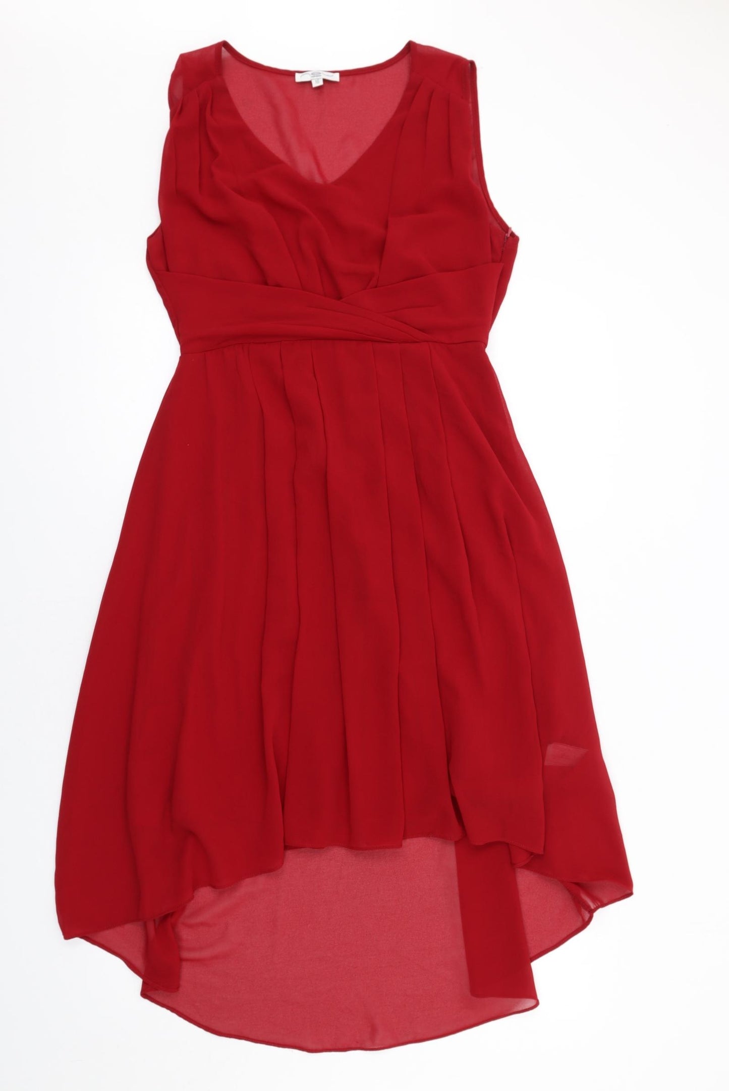 New Look Womens Red Polyester Fit & Flare Size 10 Scoop Neck Zip