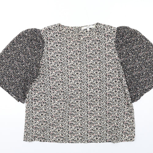 NEXT Womens Multicoloured Geometric Polyester Basic T-Shirt Size 14 Round Neck