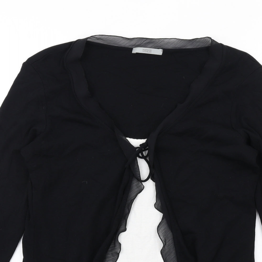 Marks and Spencer Womens Black Cotton Basic Blouse Size 14 V-Neck - Twin Set