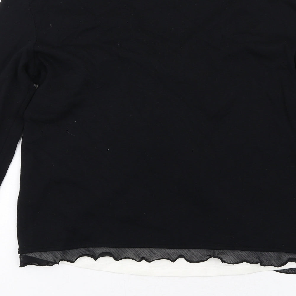 Marks and Spencer Womens Black Cotton Basic Blouse Size 14 V-Neck - Twin Set