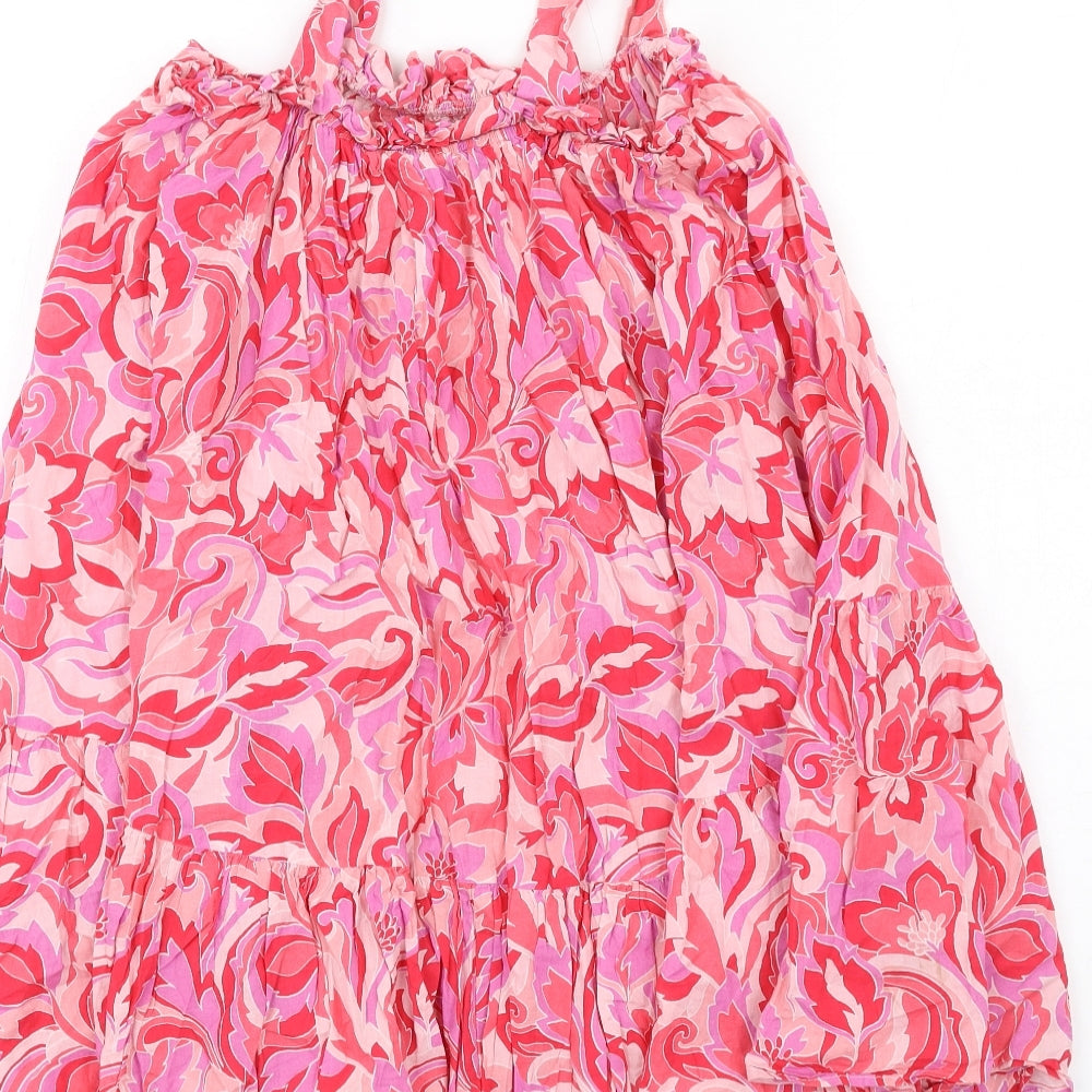 NEXT Girls Multicoloured Geometric Cotton A-Line Size 10 Years Square Neck Pullover