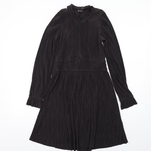 Zara Womens Black Polyester A-Line Size S Round Neck Pullover