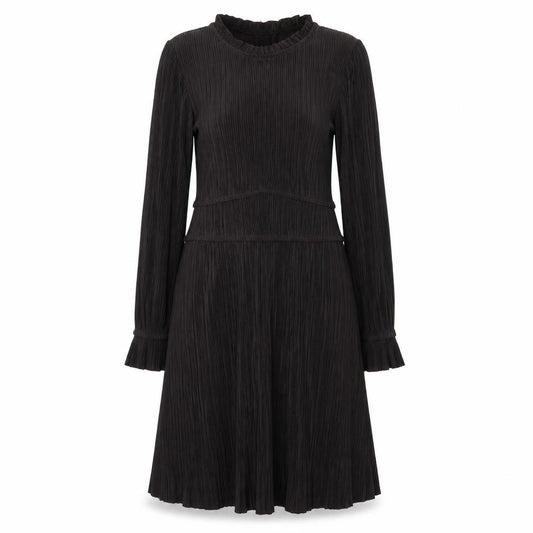 Front view of Zara women’s black polyester a-line, size S, round neck pullover