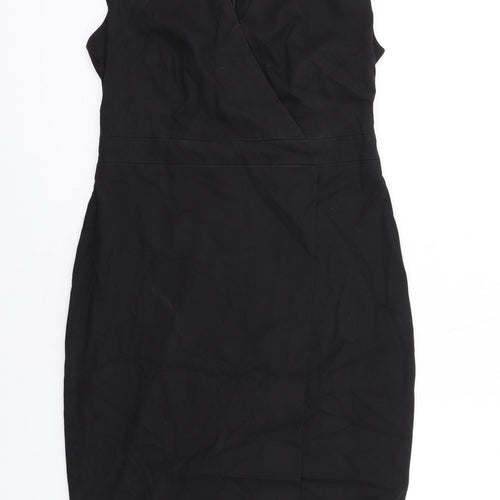 NEXT Womens Black Patent Leather Shift Size 10 V-Neck Zip