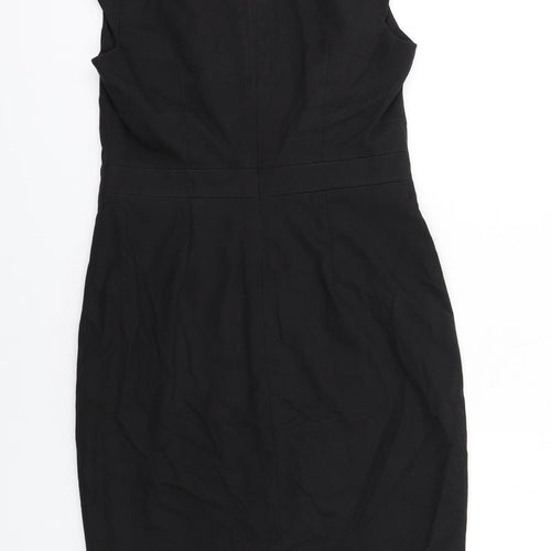 NEXT Womens Black Patent Leather Shift Size 10 V-Neck Zip