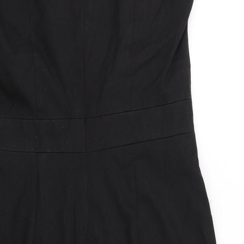 NEXT Womens Black Patent Leather Shift Size 10 V-Neck Zip