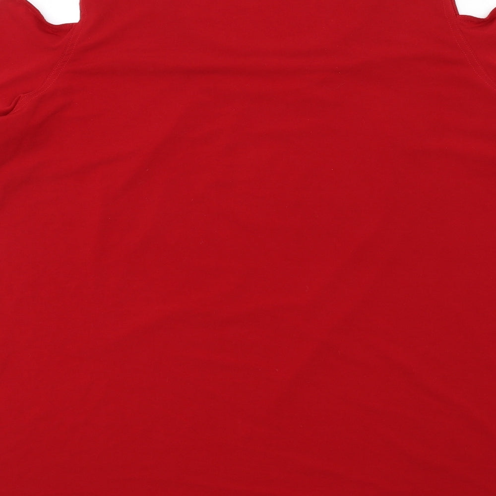 Glamros Womens Red Polyester Basic T-Shirt Size 20 Round Neck - Cut Out Detail