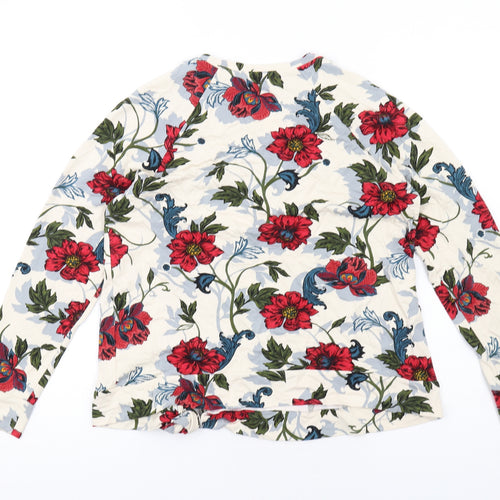 Per Una Womens Multicoloured Floral Viscose Basic T-Shirt Size 12 Round Neck - Knot Front
