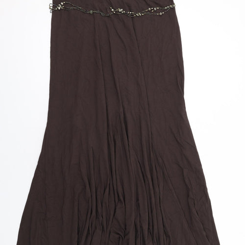 Per Una Womens Brown Viscose Maxi Skirt Size 16 - Belt included