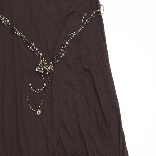 Per Una Womens Brown Viscose Maxi Skirt Size 16 - Belt included