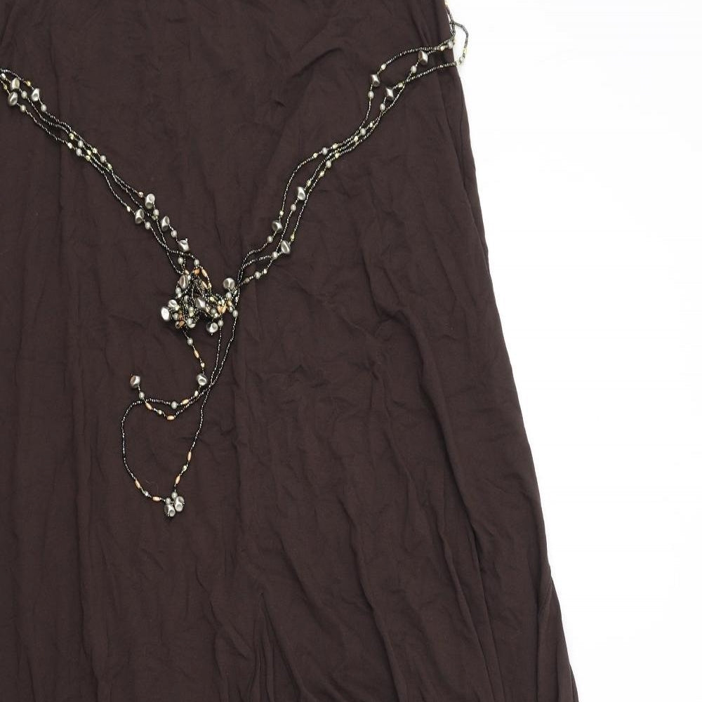 Per Una Womens Brown Viscose Maxi Skirt Size 16 - Belt included