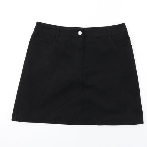 Marks and Spencer Womens Black Polyester A-Line Skirt Size 12 Zip