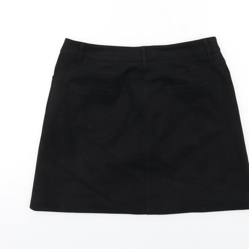 Marks and Spencer Womens Black Polyester A-Line Skirt Size 12 Zip