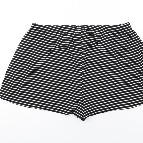 Boohoo Womens Black Striped Polyester Basic Shorts Size 22 Regular Pull On