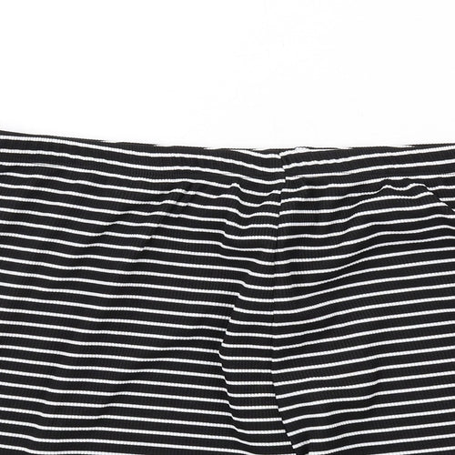 Boohoo Womens Black Striped Polyester Basic Shorts Size 22 Regular Pull On