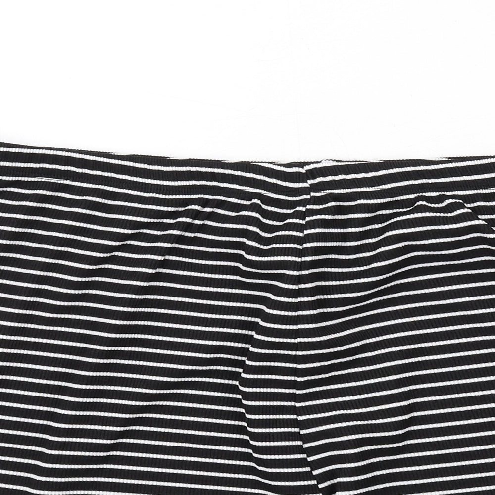 Boohoo Womens Black Striped Polyester Basic Shorts Size 22 Regular Pull On