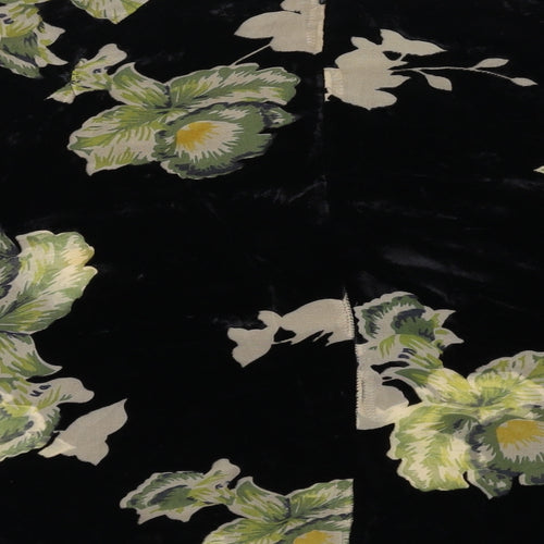 Topshop Womens Black Floral Viscose Basic T-Shirt Size 10 Round Neck