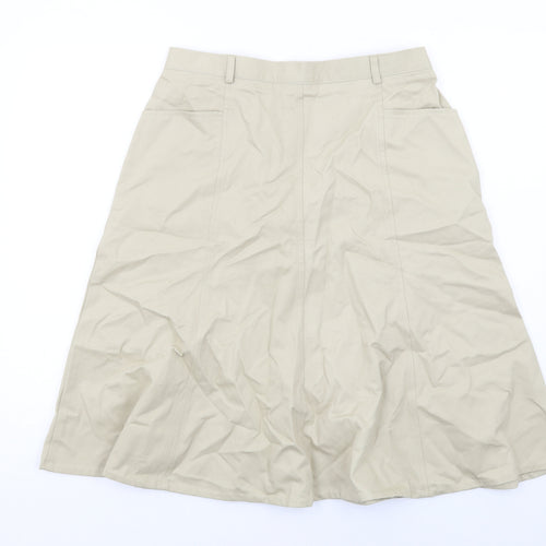 Country Collection Womens Beige Cotton A-Line Skirt Size 14 Zip