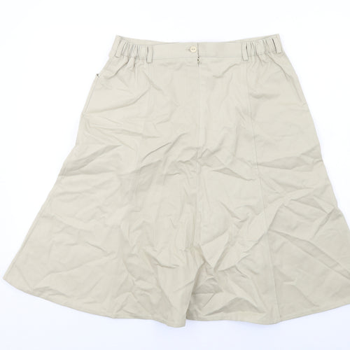 Country Collection Womens Beige Cotton A-Line Skirt Size 14 Zip