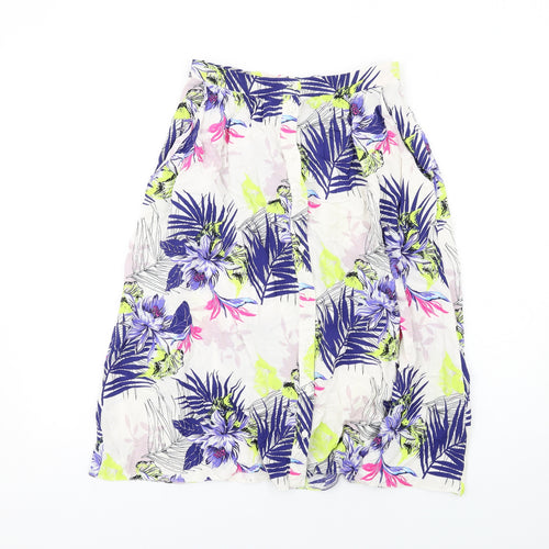 Dorothy Perkins Womens Multicoloured Floral Viscose Swing Skirt Size 10 Button