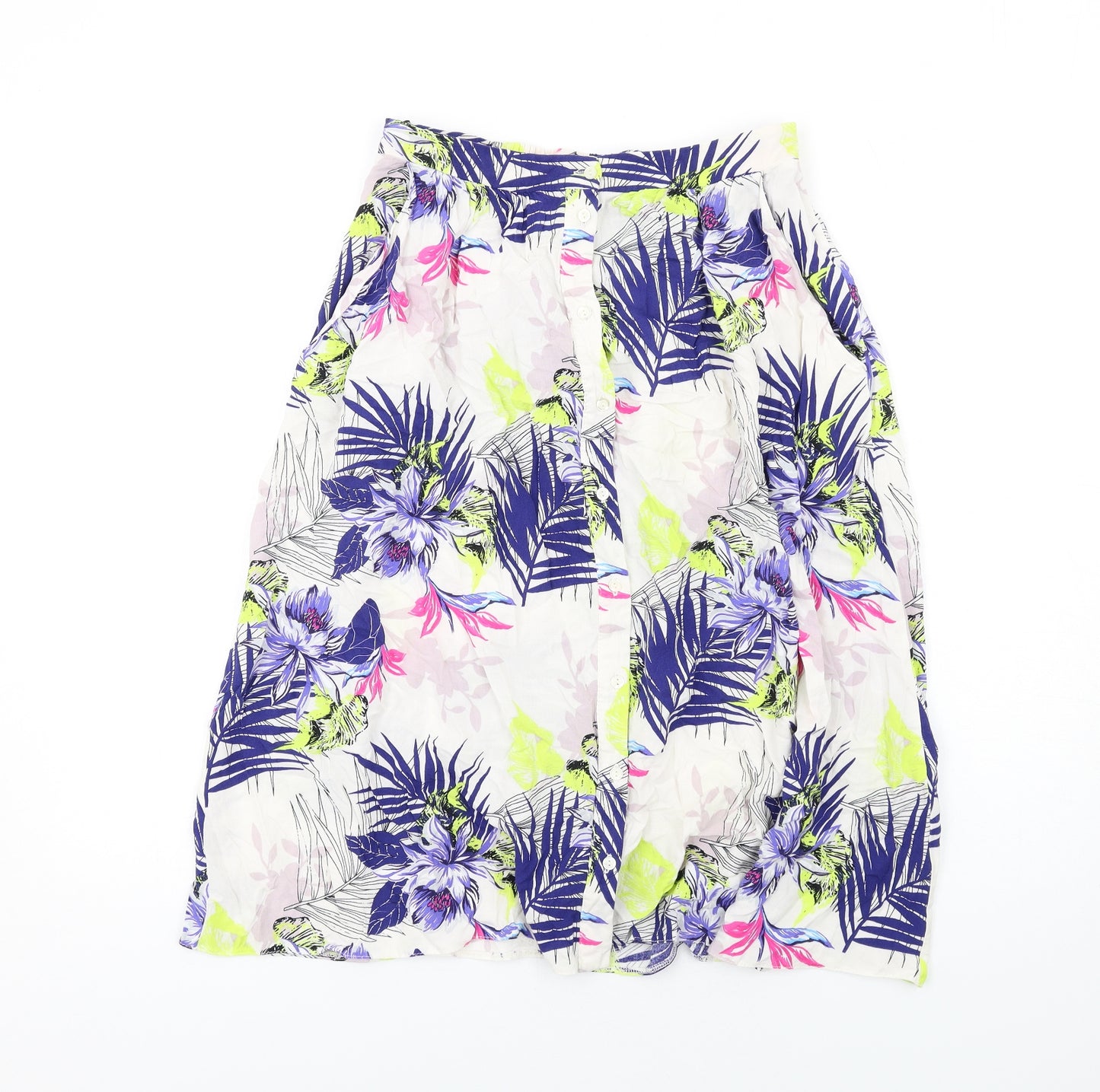 Dorothy Perkins Womens Multicoloured Floral Viscose Swing Skirt Size 10 Button