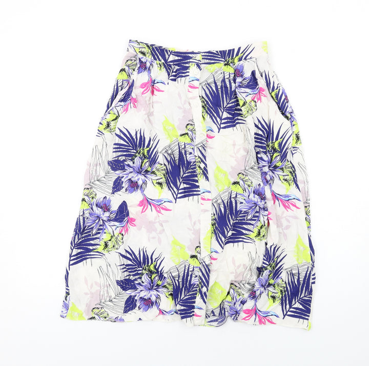 Dorothy Perkins Womens Multicoloured Floral Viscose Swing Skirt Size 10 Button