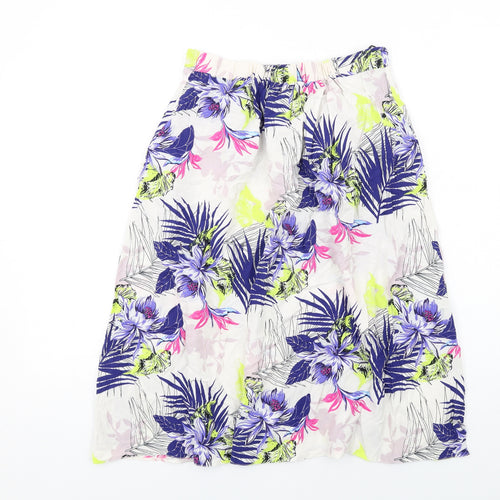 Dorothy Perkins Womens Multicoloured Floral Viscose Swing Skirt Size 10 Button