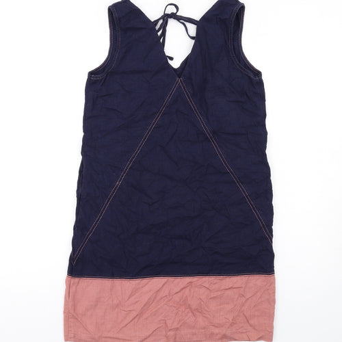 NEXT Womens Blue Linen Tank Dress Size 10 V-Neck Pullover