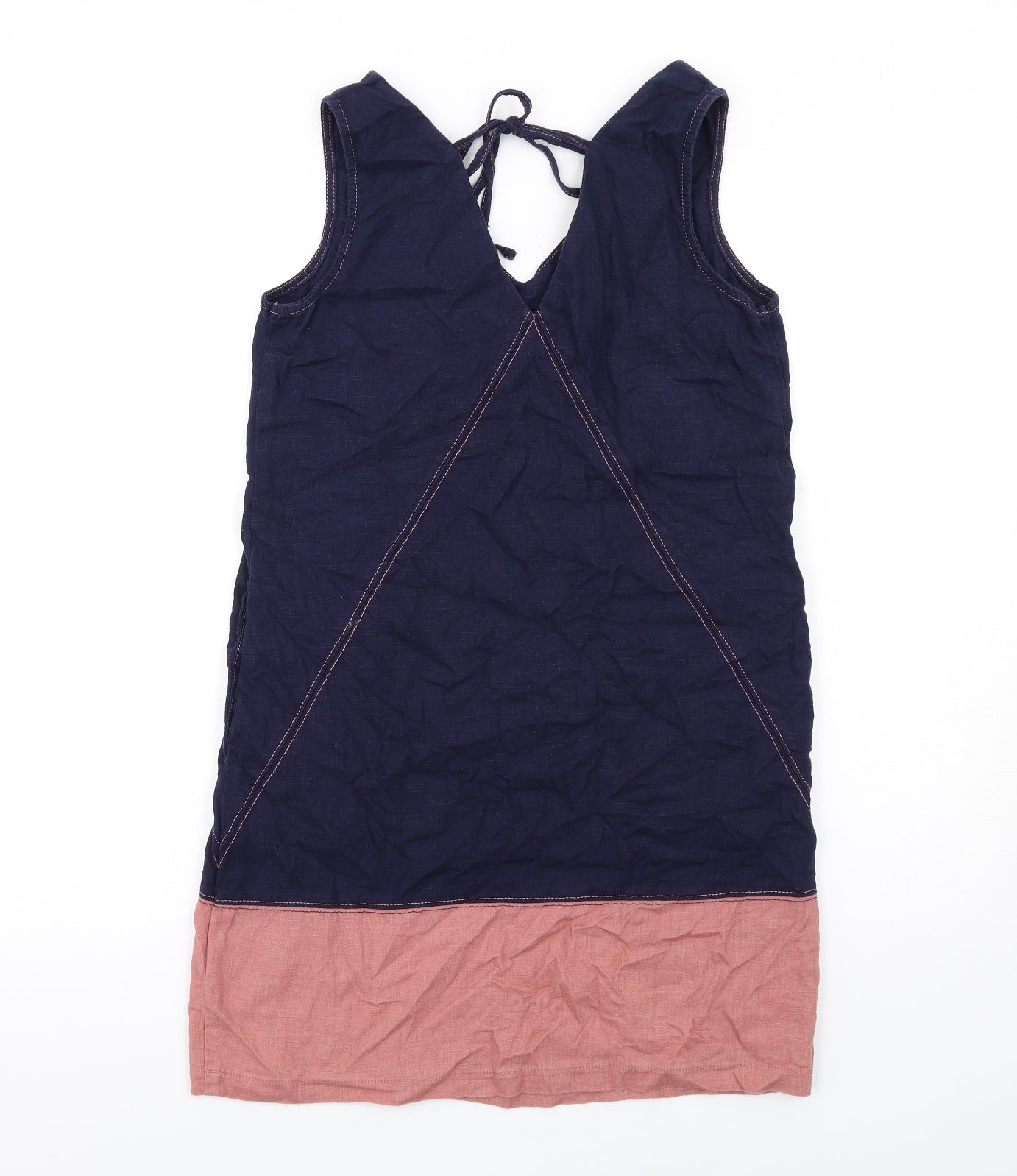 NEXT Womens Blue Linen Tank Dress Size 10 V-Neck Pullover