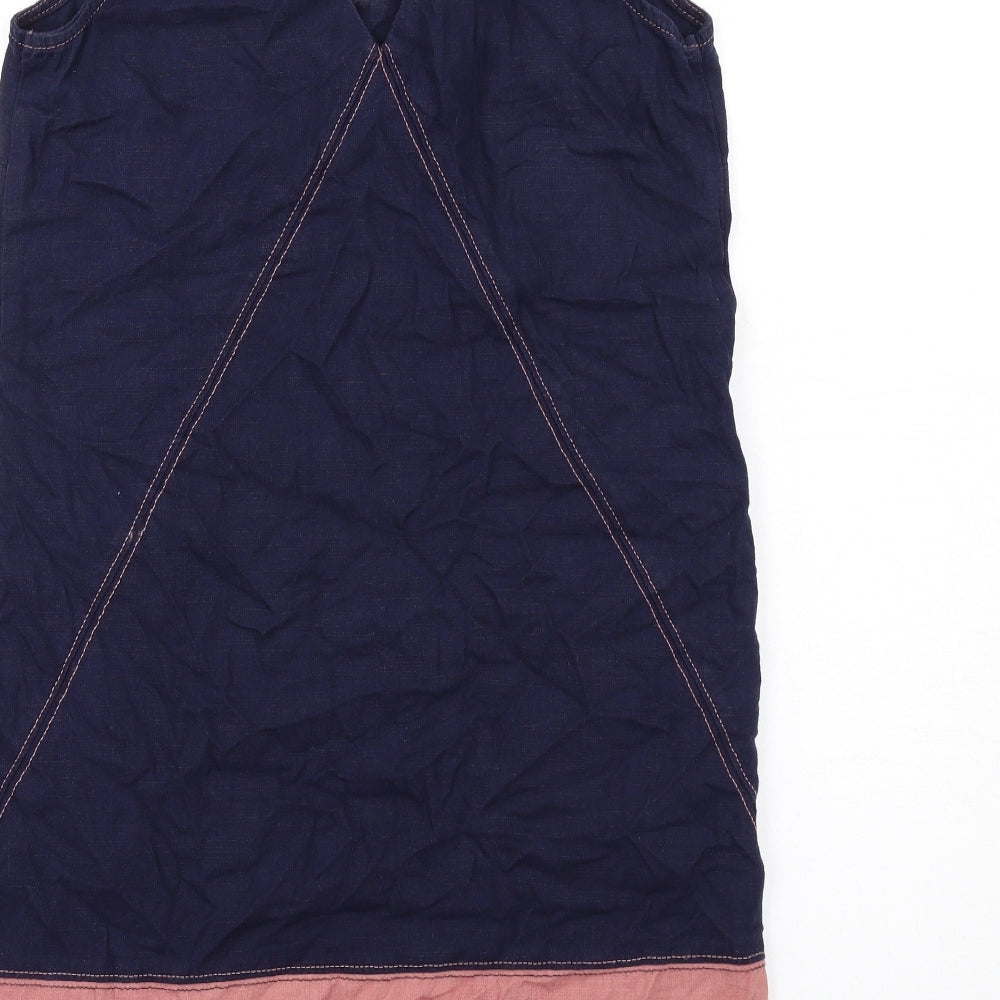 NEXT Womens Blue Linen Tank Dress Size 10 V-Neck Pullover