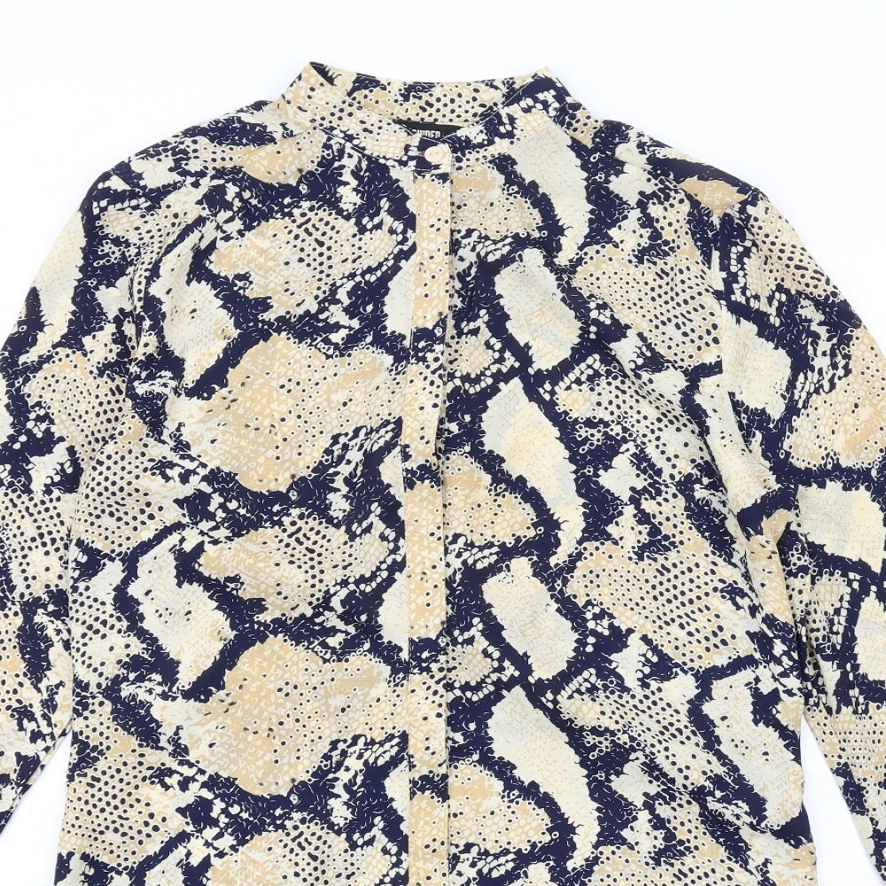 Missguided Womens Multicoloured Geometric Polyester Shirt Dress Size 10 Round Neck Button