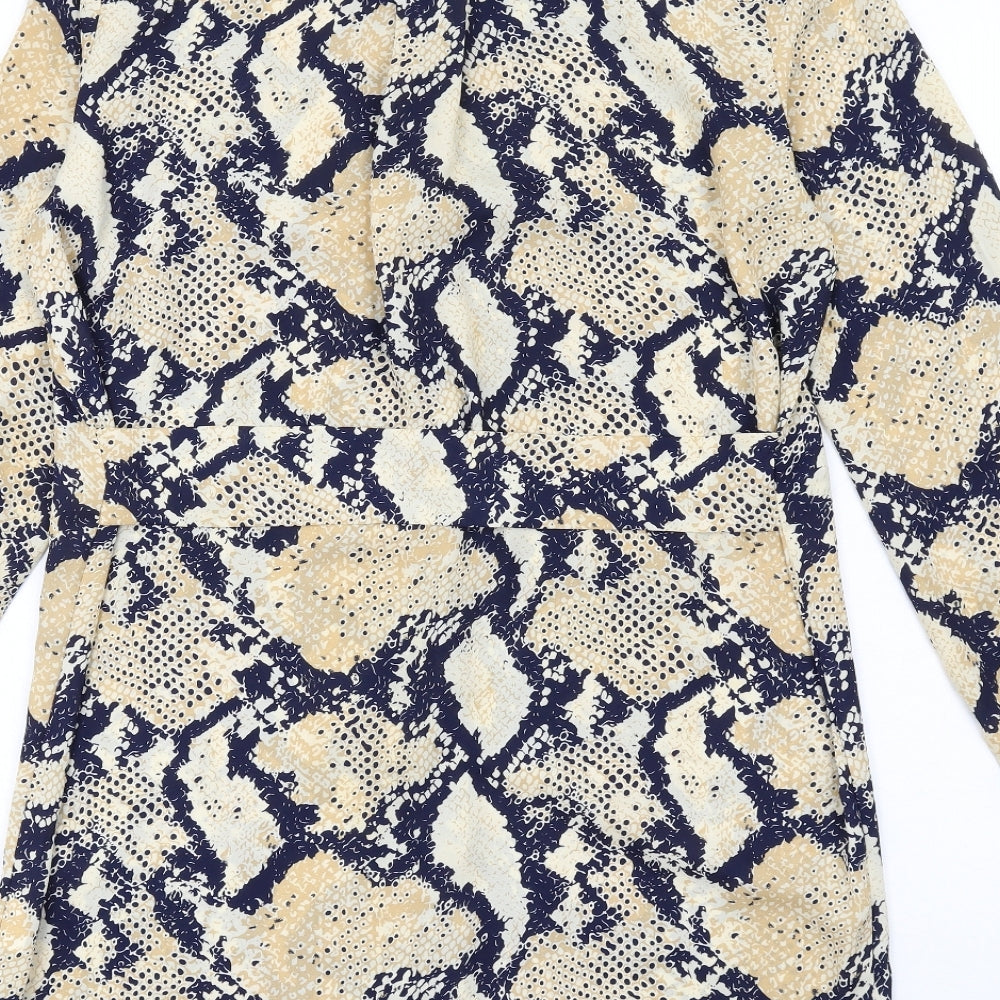 Missguided Womens Multicoloured Geometric Polyester Shirt Dress Size 10 Round Neck Button