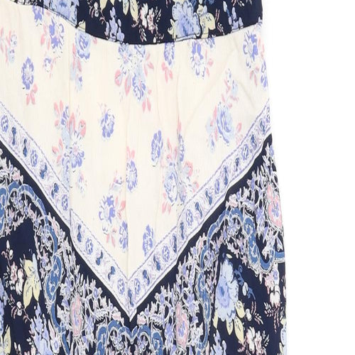 Miss Selfridge Womens Blue Floral Viscose Slip Dress Size 12 Sweetheart Zip