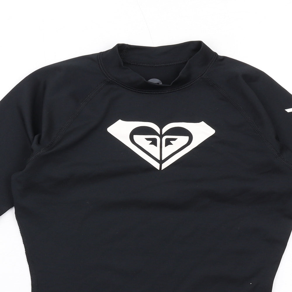 ROXY Womens Black Polyester Basic T-Shirt Size XS Mock Neck Pullover