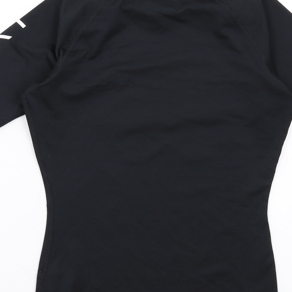 ROXY Womens Black Polyester Basic T-Shirt Size XS Mock Neck Pullover