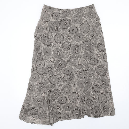 Sandwich Womens Brown Geometric Polyester Swing Skirt Size 10 Zip
