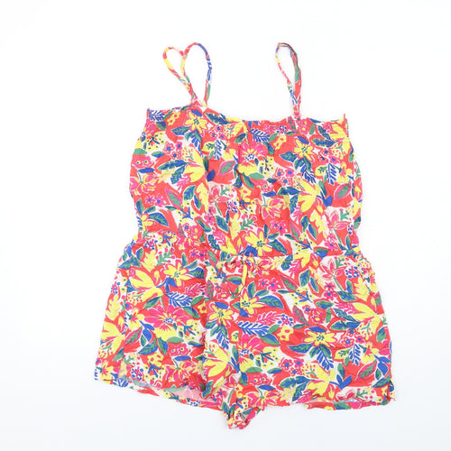 Marks and Spencer Womens Multicoloured Floral Viscose Playsuit One-Piece Size 14 Pullover