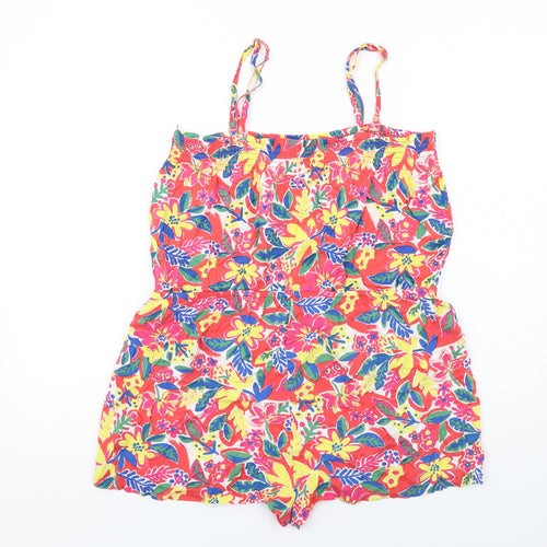 Marks and Spencer Womens Multicoloured Floral Viscose Playsuit One-Piece Size 14 Pullover