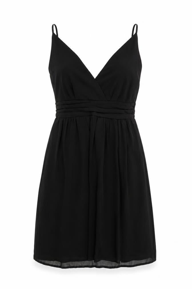 Front view of Vero Moda women’s black polyester fit & flare, size XS, v-neck pullover