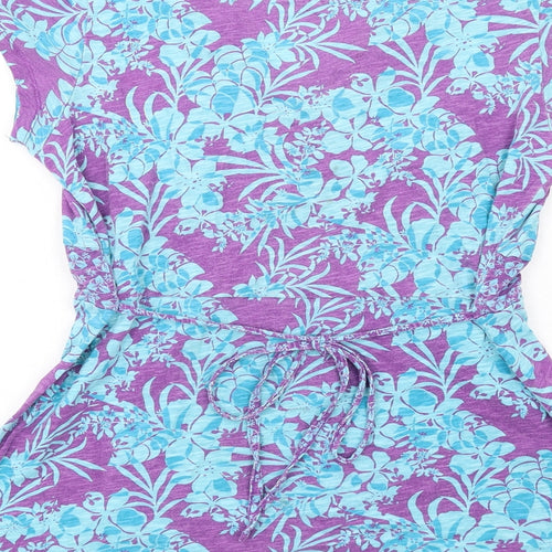 MANTARAY PRODUCTS Womens Multicoloured Geometric Cotton Basic T-Shirt Size 14 V-Neck - Leaf Print