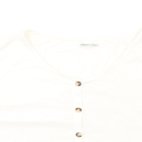 Capsule Womens Ivory Polyester Basic T-Shirt Size 18 V-Neck