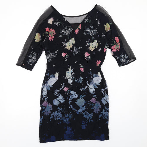 French Connection Womens Multicoloured Floral Viscose A-Line Size 6 Boat Neck Zip - Mesg