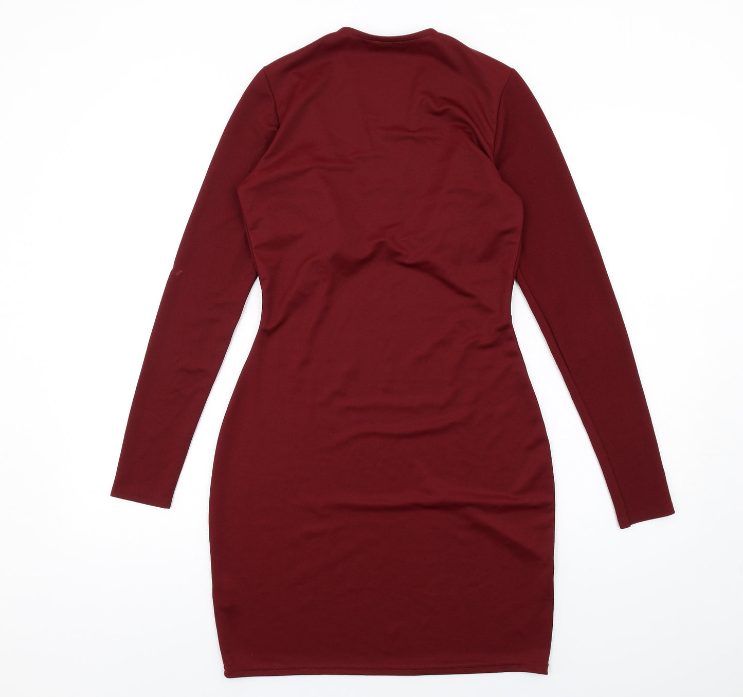 River Island Womens Red Polyester Bodycon Size 10 V-Neck Pullover - Gathered Bodice