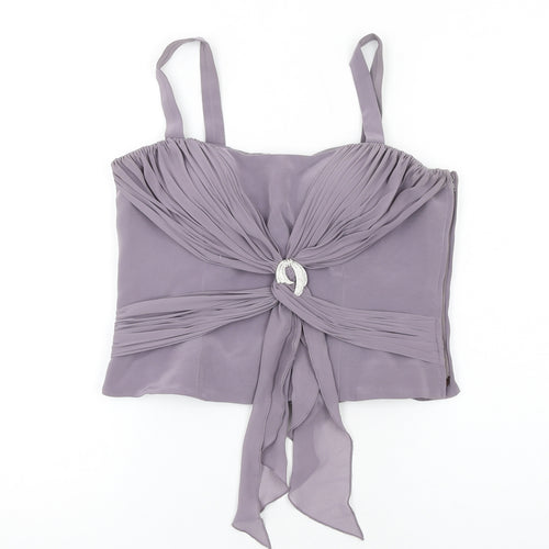 dusk Womens Purple Polyester Camisole Tank Size 14 Square Neck - Pleated Twist Front
