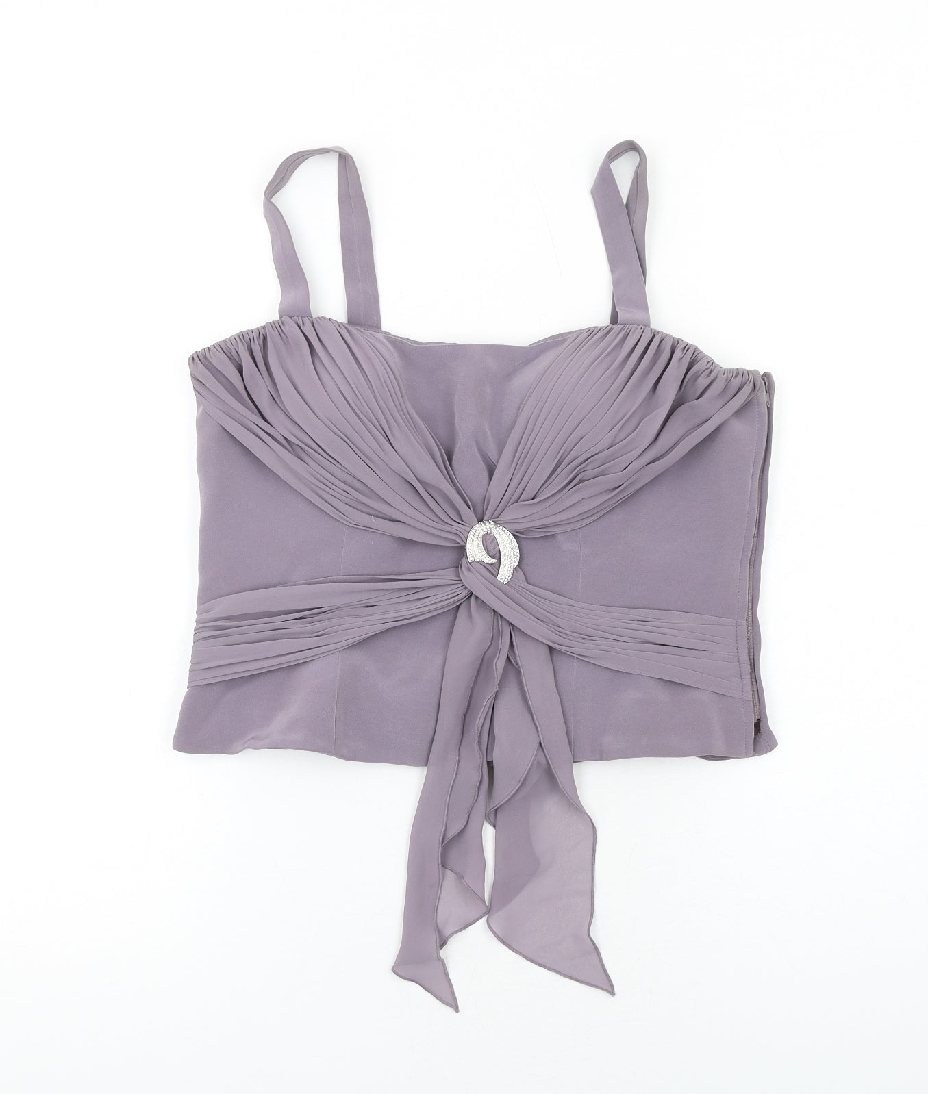 dusk Womens Purple Polyester Camisole Tank Size 14 Square Neck - Pleated Twist Front