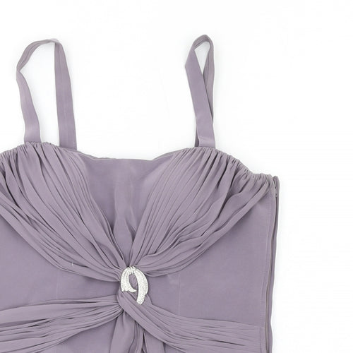 dusk Womens Purple Polyester Camisole Tank Size 14 Square Neck - Pleated Twist Front