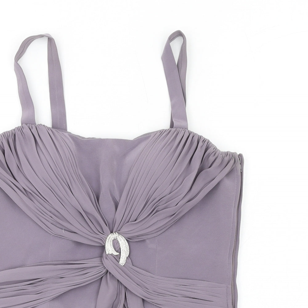 dusk Womens Purple Polyester Camisole Tank Size 14 Square Neck - Pleated Twist Front