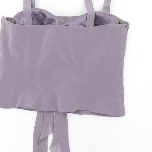 dusk Womens Purple Polyester Camisole Tank Size 14 Square Neck - Pleated Twist Front